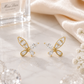 Gold Butterfly Marquise & Baguette CZ Stud Earrings
