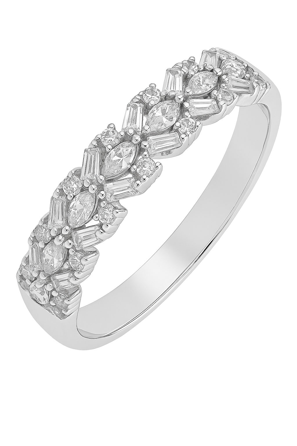 Elegant 925 Silver Baguette & Marquise Zircon Ring for Women – Designer Finger Ring for Party & Festive Wear