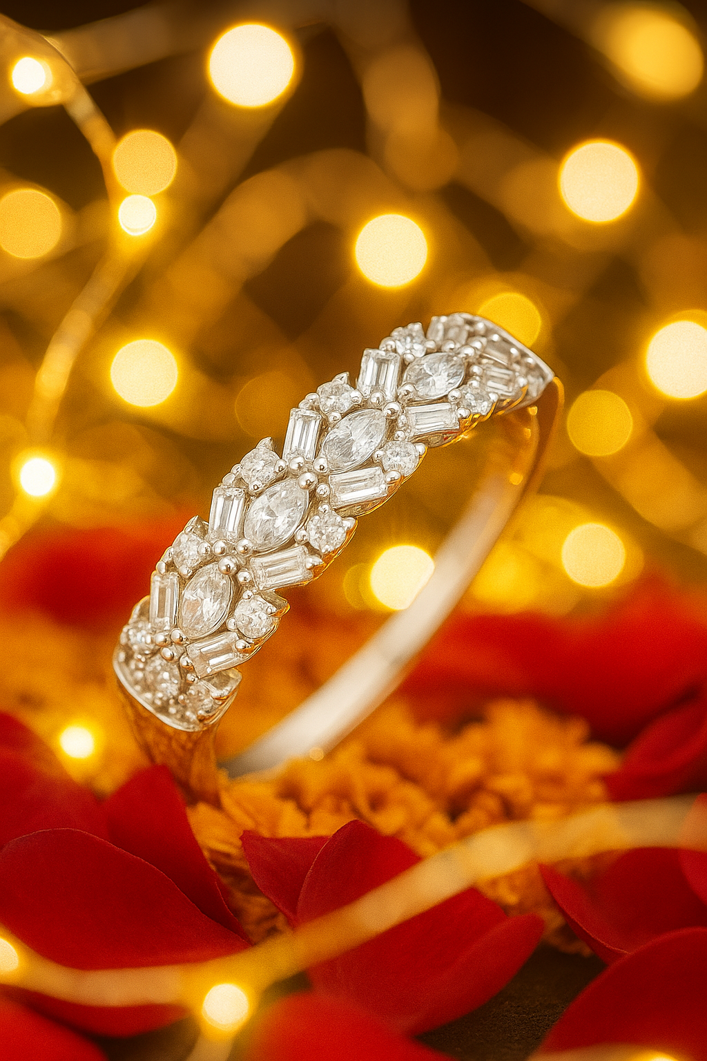 Elegant 925 Silver Baguette & Marquise Zircon Ring for Women – Designer Finger Ring for Party & Festive Wear