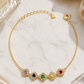 Gold Multicolor Rainbow CZ Halo Station Bracelet