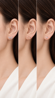 Bow, Butterfly & Solitaire Stud Earrings Set - Aaryahi Silver jewellery product photo