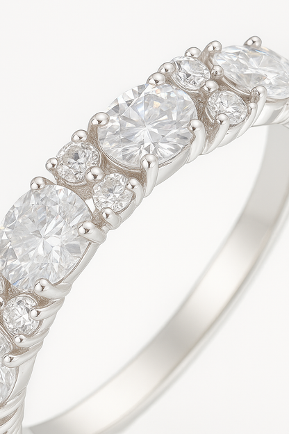 Elegant 925 Silver Classic Zircon Band Ring for Women – Timeless Sparkling Finger Ring for Daily & Party Wear