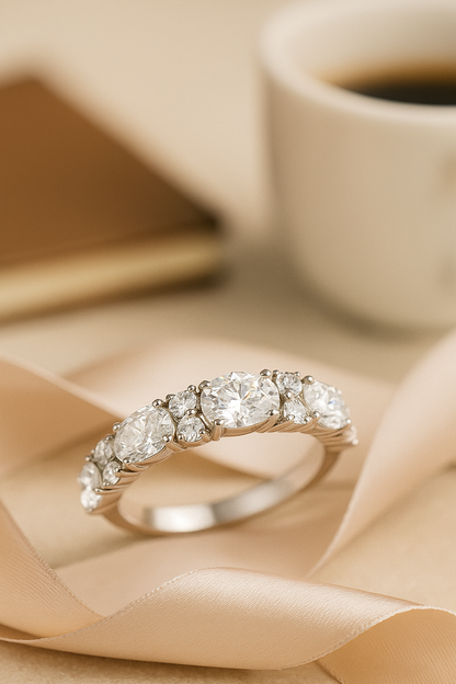 Elegant 925 Silver Classic Zircon Band Ring for Women – Timeless Sparkling Finger Ring for Daily & Party Wear