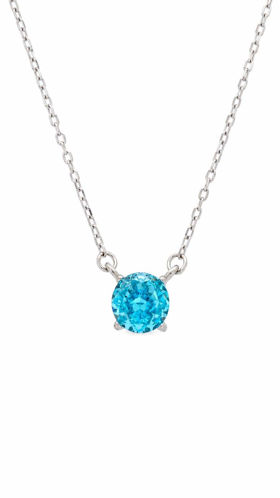 Pink Round-Cut Solitaire Necklace - Aaryahi Silver jewellery product photo