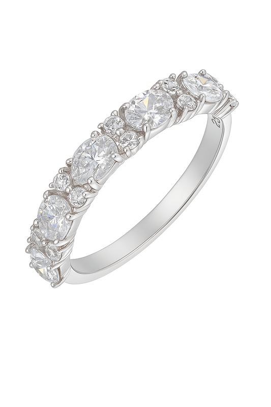 Elegant 925 Silver Classic Zircon Band Ring for Women – Timeless Sparkling Finger Ring for Daily & Party Wear