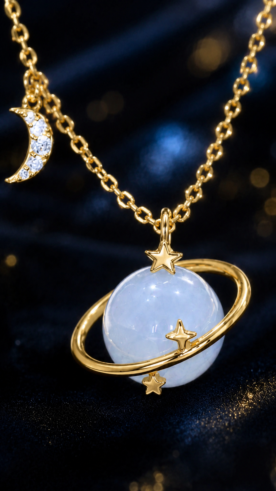 Cosmic Blue Planet Necklace