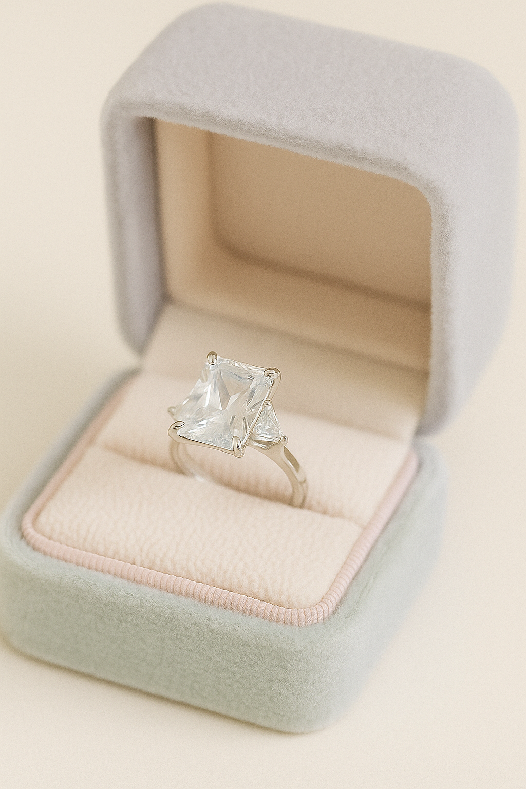 Elegant 925 Silver Princess Cut Solitaire Zircon Ring for Women – Classic Engagement & Party Wear Finger Ring