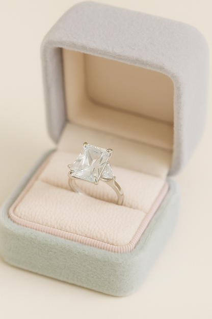 Elegant 925 Silver Princess Cut Solitaire Zircon Ring for Women – Classic Engagement & Party Wear Finger Ring