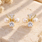 Pearl & Heart Bow Earrings