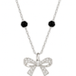 925 Silver Bow Mangalsutra Pendant Necklace for Women – Elegant CZ Crystal Design with Black Beads