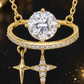 Celestial Planet CZ & Twin Star Gold Pendant Necklace