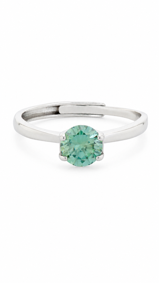 Mint Green Round-Cut Adjustable Ring