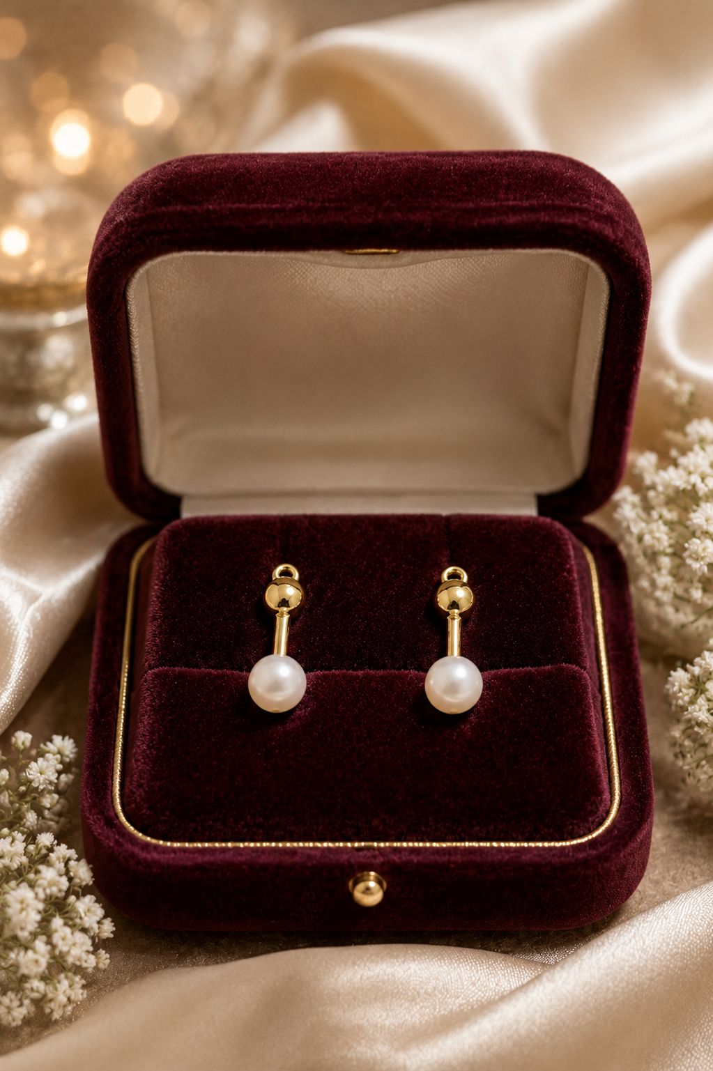 Gold-Tone Bar & Pearl Earrings