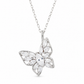 Elegant Silver Butterfly Marquise CZ Pendant Necklace