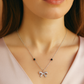 925 Silver Bow Mangalsutra Pendant Necklace for Women – Elegant CZ Crystal Design with Black Beads
