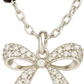 925 Silver Bow Mangalsutra Pendant Necklace for Women – Elegant CZ Crystal Design with Black Beads