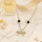 925 Silver Bow Mangalsutra Pendant Necklace for Women – Elegant CZ Crystal Design with Black Beads