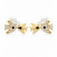 Elegant Gold-Plated Double Fish CZ & Pearl Stud Earrings for Women