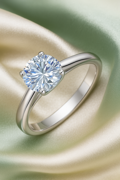 Classic 925 Silver Round Solitaire Zircon Ring for Women – Elegant Engagement & Daily Wear Finger Ring