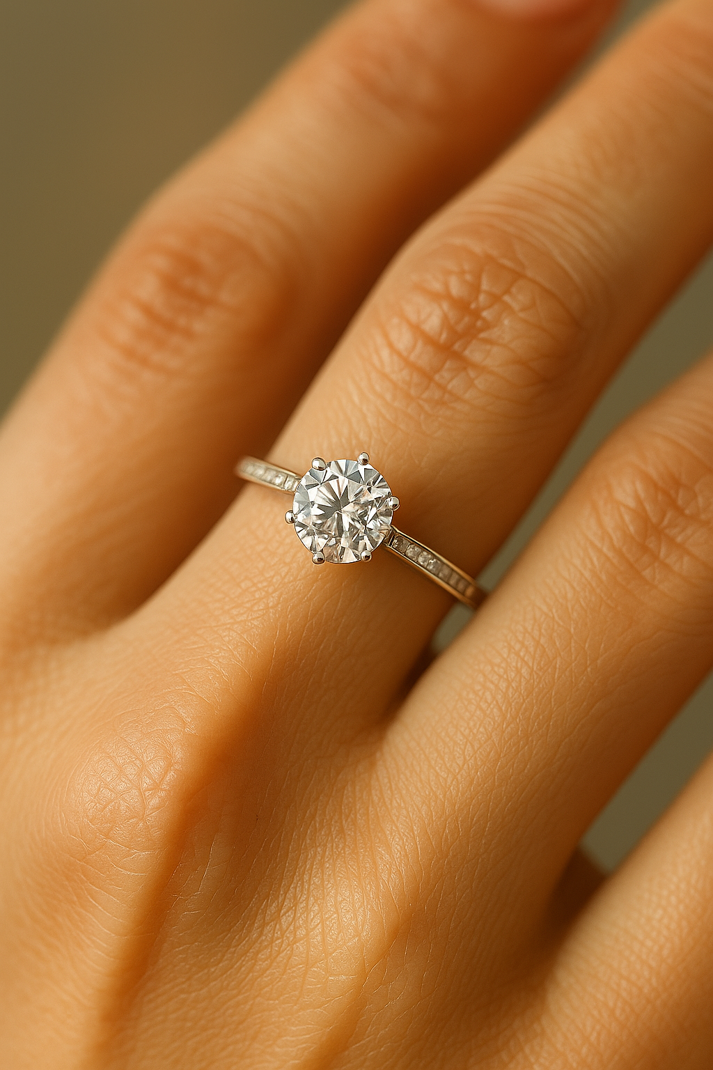 Elegant 925 Silver Solitaire Zircon Ring for Women – Classic Round Stone Finger Ring with Side Detailing