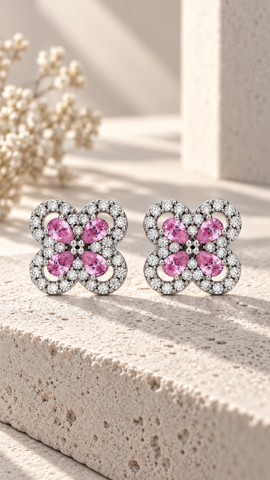 Silver Pink Earrings