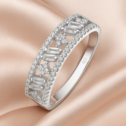 Intricate Baguette Cut Band Ring with Sparkling Detailing