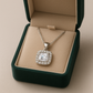 925 Silver Princess Square Halo Pendant Necklace for Women – Sparkling CZ Diamond Shine