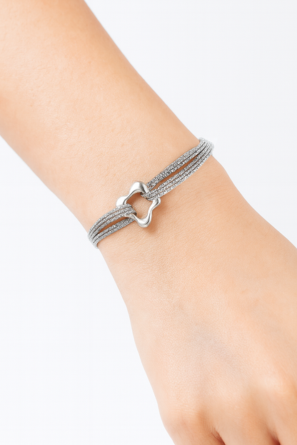 Silver Multi-Strand Knot Charm Bracelet for Women