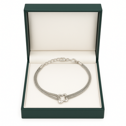 Silver Multi-Strand Knot Charm Bracelet for Women