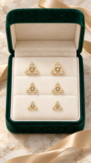 Three Floral Cluster Stud Earrings Set – 3 Pairs - Aaryahi Silver jewellery product photo