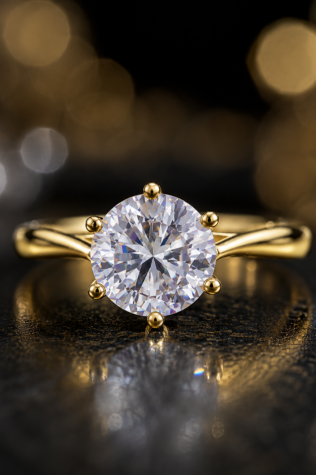 Round Solitaire Twist Band Ring