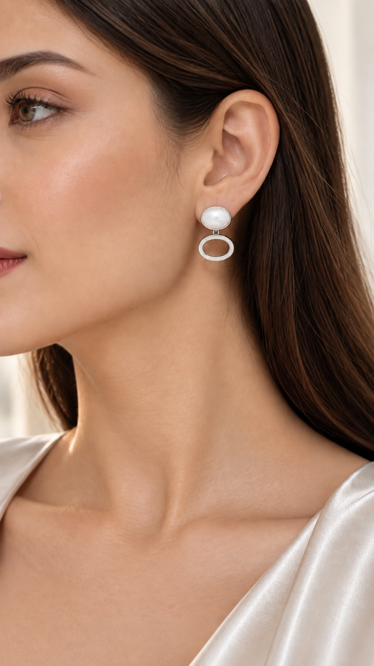 Pearl Oval Earrings