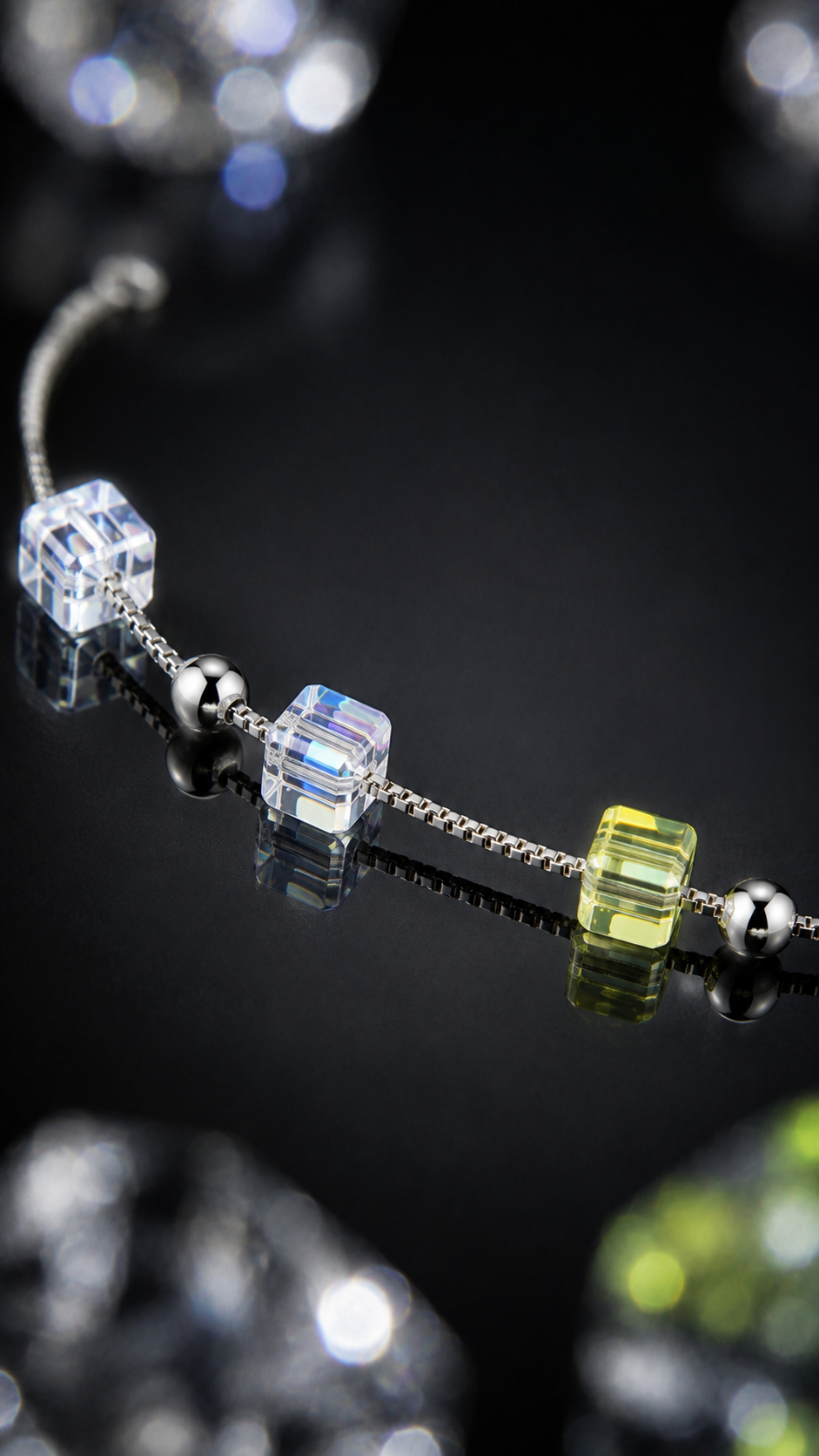 Iridescent Cube & Bead Bracelet