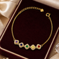 Gold Multicolor Rainbow CZ Halo Station Bracelet