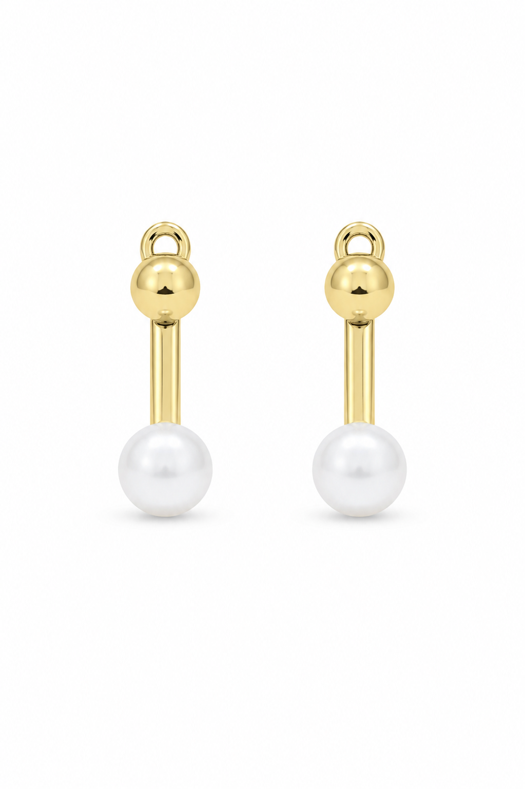 Gold-Tone Bar & Pearl Earrings