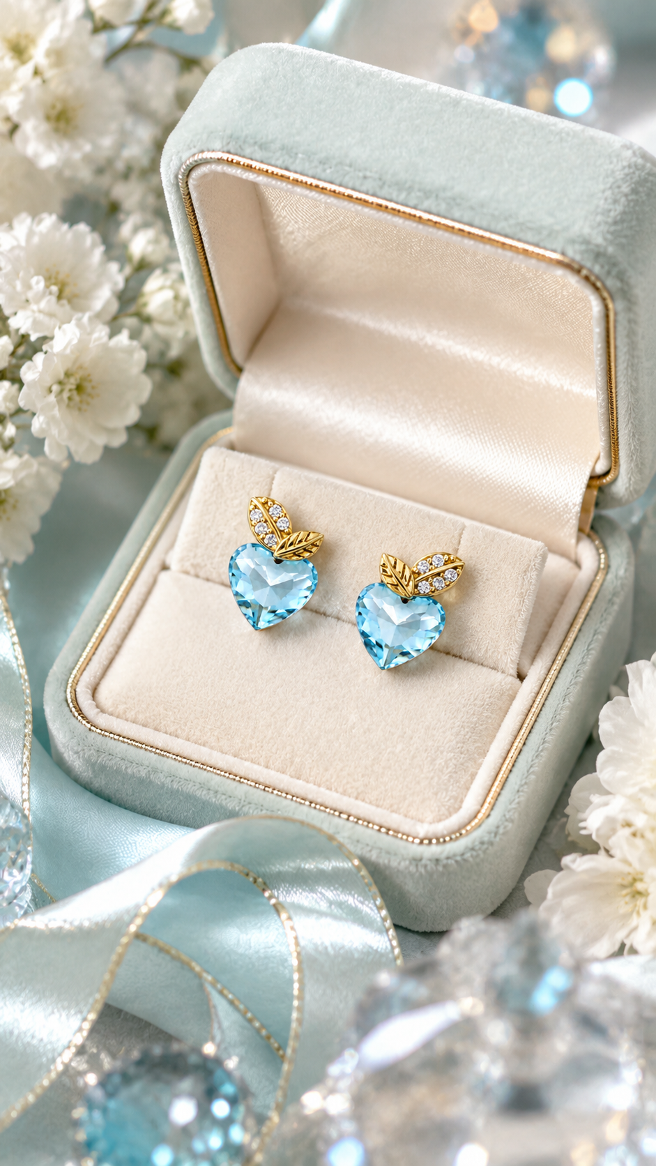 Aqua Blue Heart Earrings