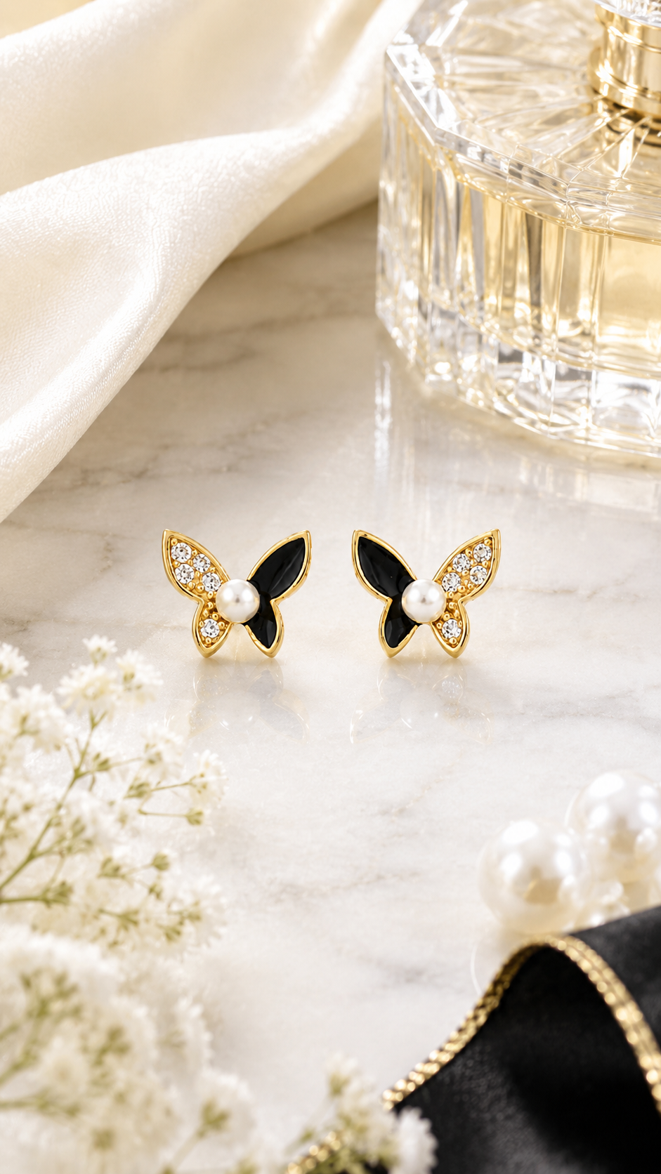Black & White Butterfly Earrings