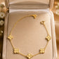 Gold Five Clover Floral Charm Bracelet