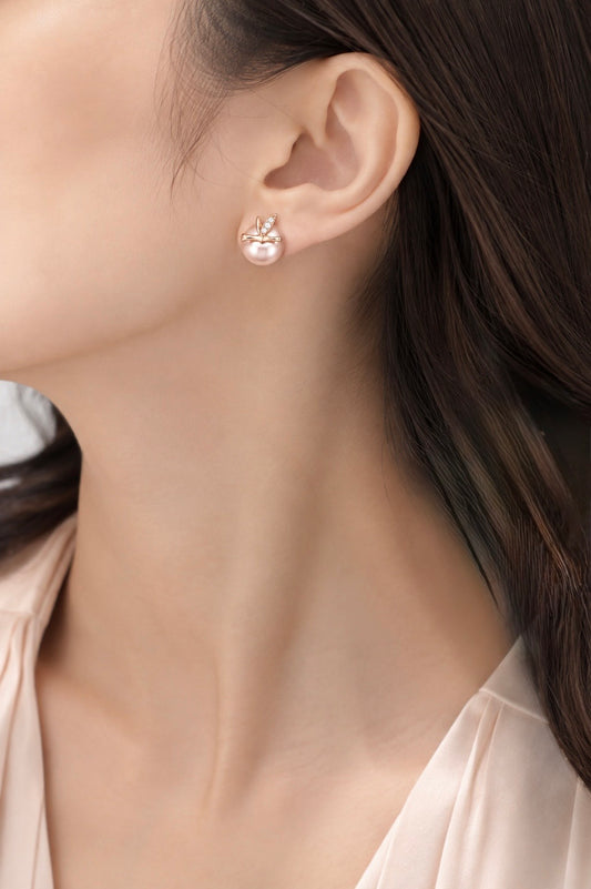 Rose Gold Pearl Earrings