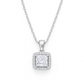 925 Silver Princess Square Halo Pendant Necklace for Women – Sparkling CZ Diamond Shine