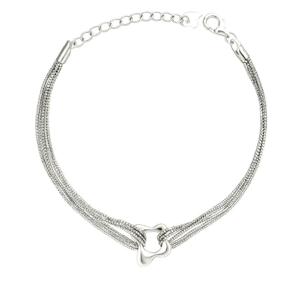 Silver Multi-Strand Knot Charm Bracelet for Women