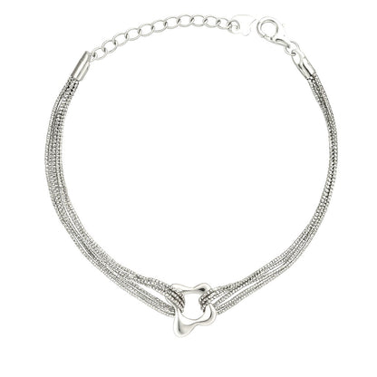 Silver Multi-Strand Knot Charm Bracelet for Women