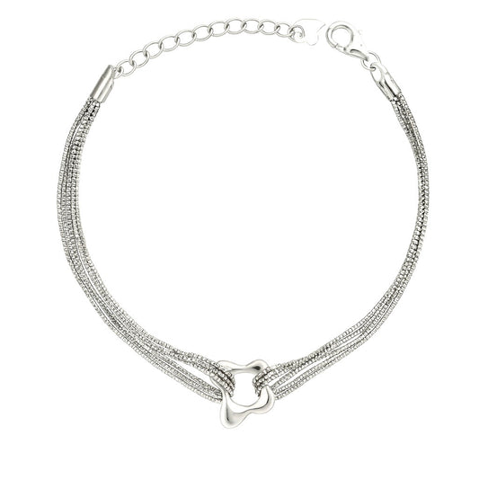 Silver Multi-Strand Knot Charm Bracelet for Women
