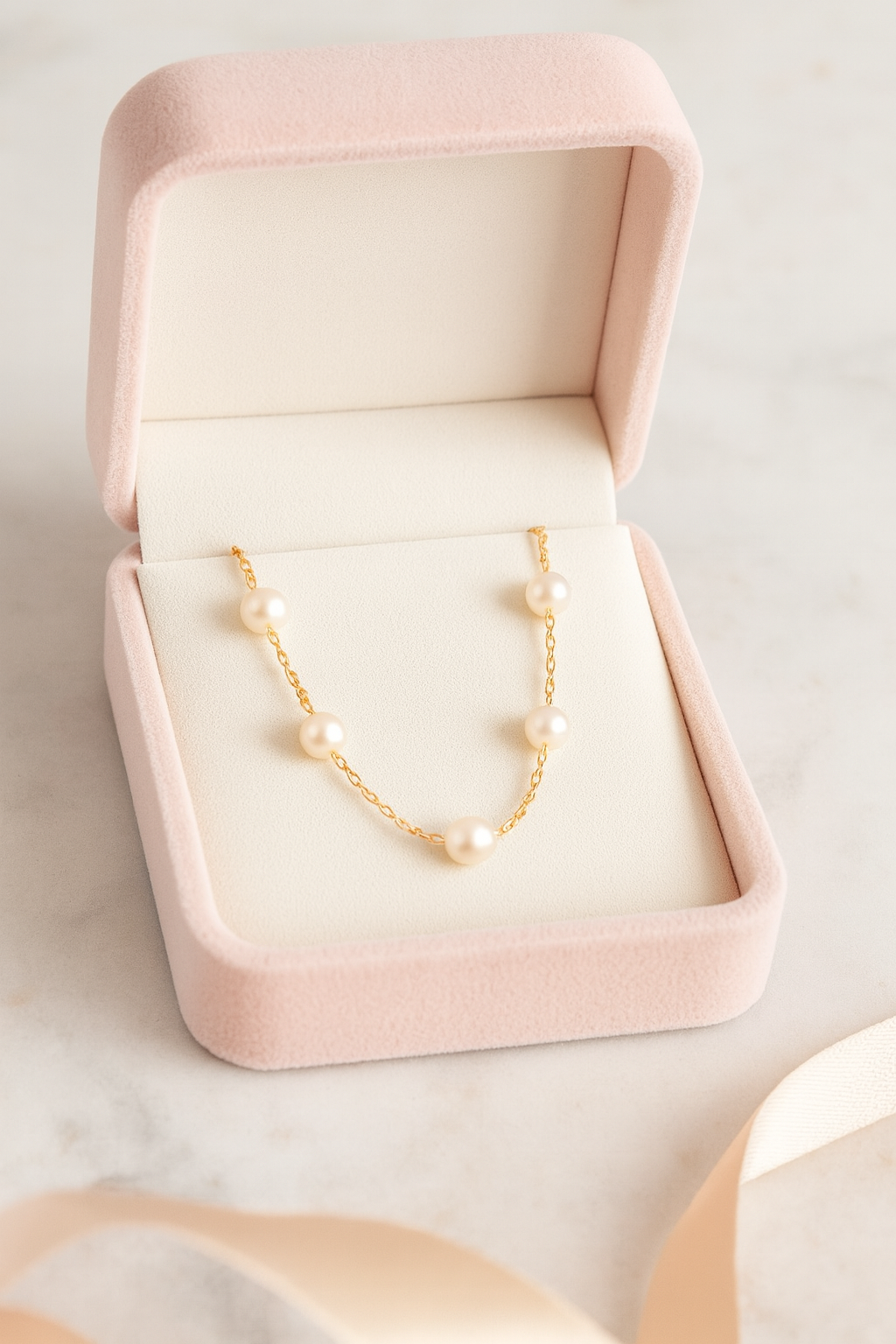 Gold Plated Pearl Chain Necklace for Women – Elegant Minimal Jewelry