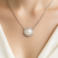 Round Pearl Zircon Pendant Necklace for Women 925 Silver Finish Elegant Daily and Party Wear Chain