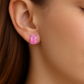 Pink Cushion-Cut Sparkle Stud Earrings for Women