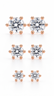 Solitaire Stud Earrings Set – 3 Sizes - Aaryahi Silver jewellery product photo