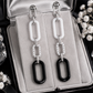 Black & White Geometric Link Long Earrings