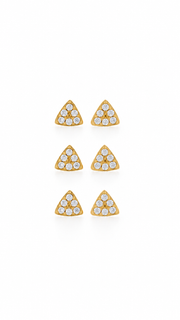 Triangle Stud Earrings Set – 3 Pairs - Aaryahi Silver jewellery product photo