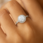 Elegant 925 Silver Halo Solitaire Zircon Ring for Women – Classic Round Stone Engagement & Party Wear Ring